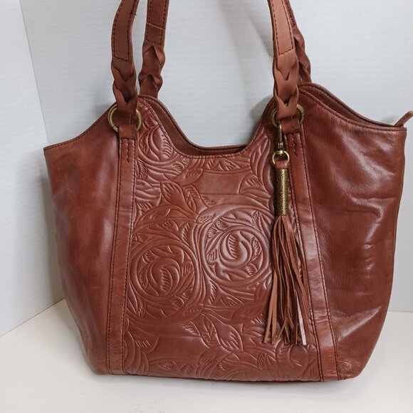 The Sak Women's Sierra Leather Tote Brown Shoulder Bag - Picture 12 of 15